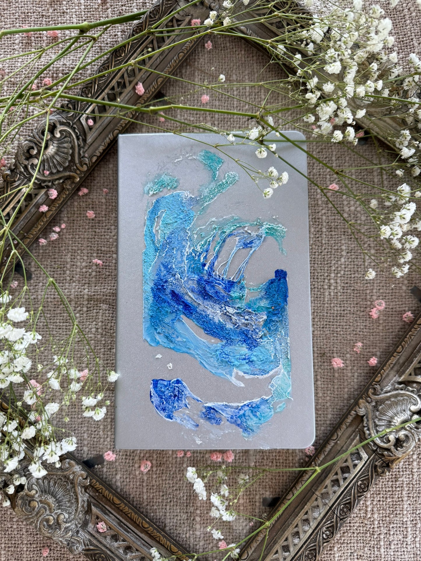 Handpainted sketchbook Silver - Blue
